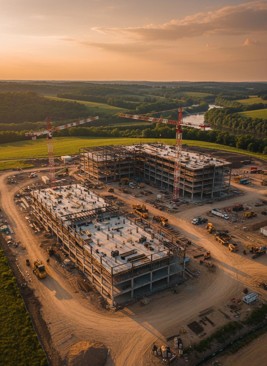 Construction site aerial view